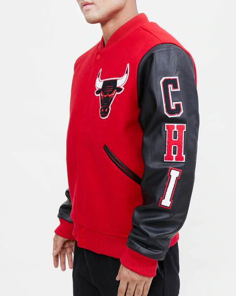 jacket, red, letterman jacket, chicago bulls - Wheretoget