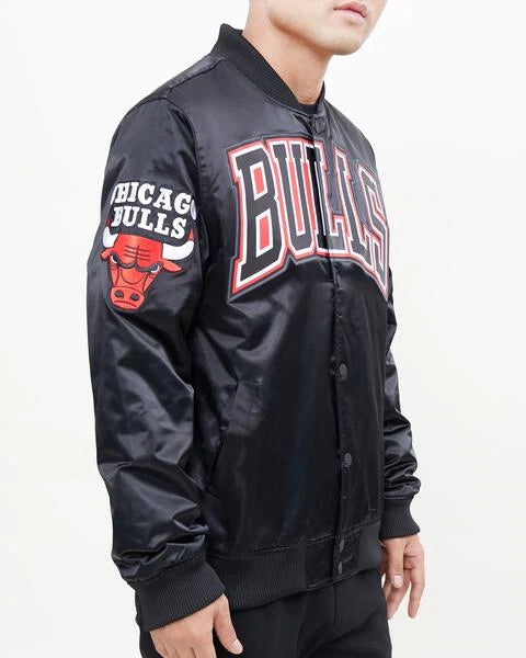 Men Chicago Bulls Black Leather Jacket