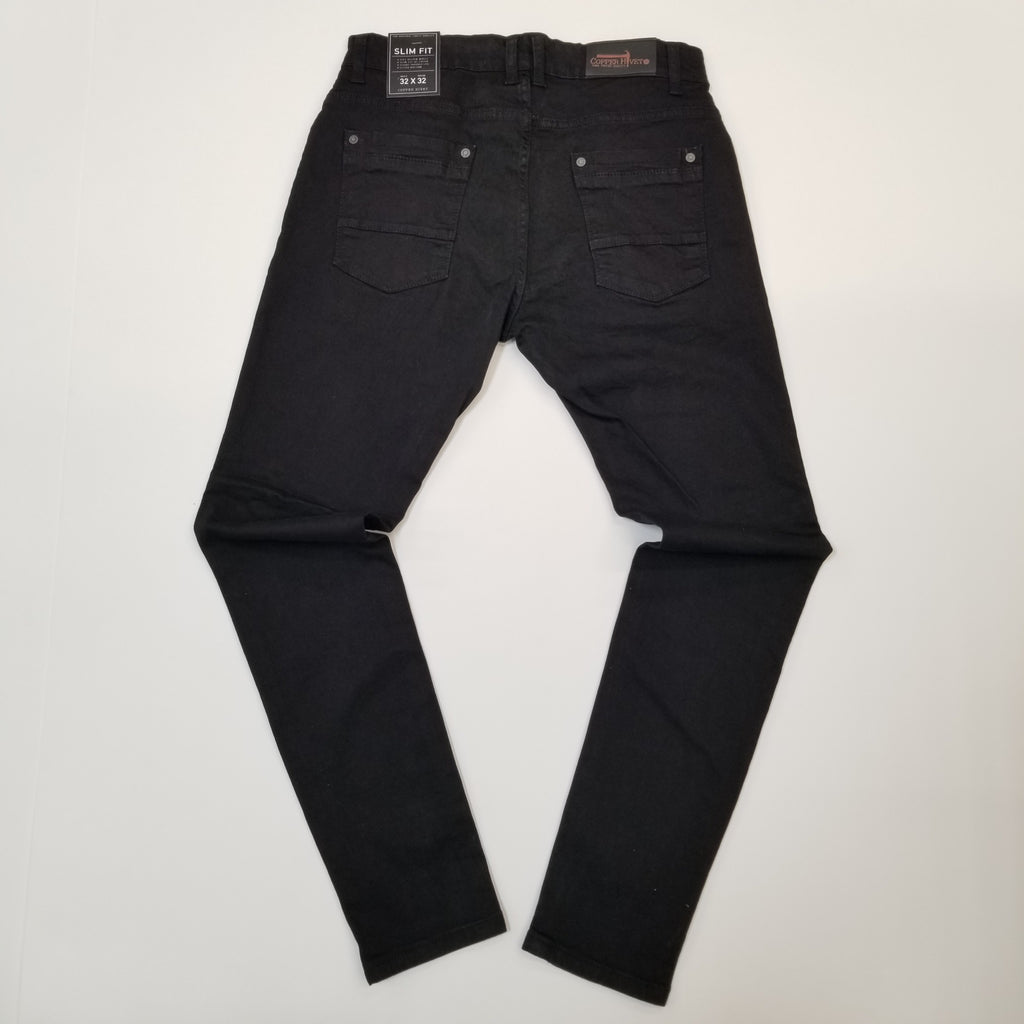 Men's Copper Rivet Whiskered Jeans Jet Black