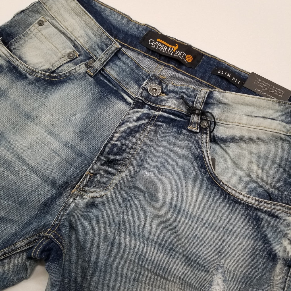 Men's Copper Rivet Jeans With Rips