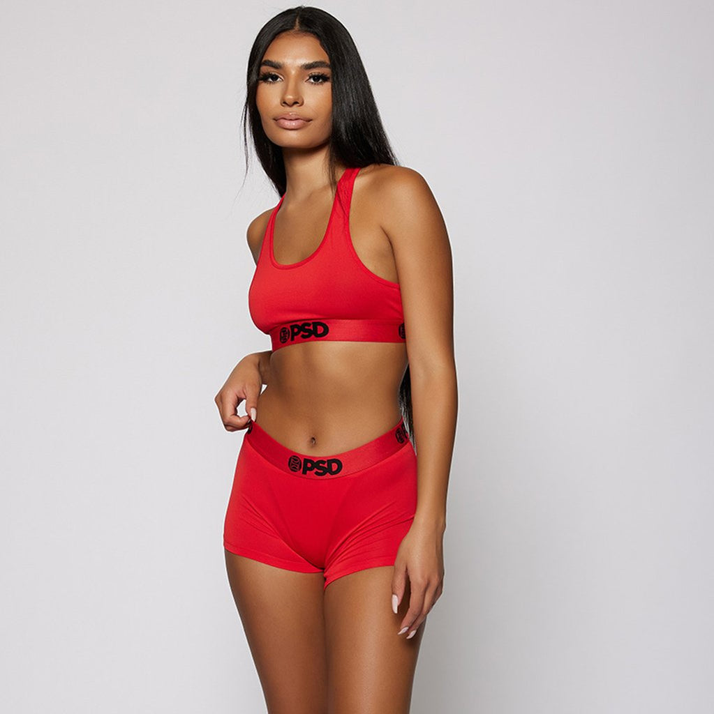 Women's PSD Solid Red Boy Shorts