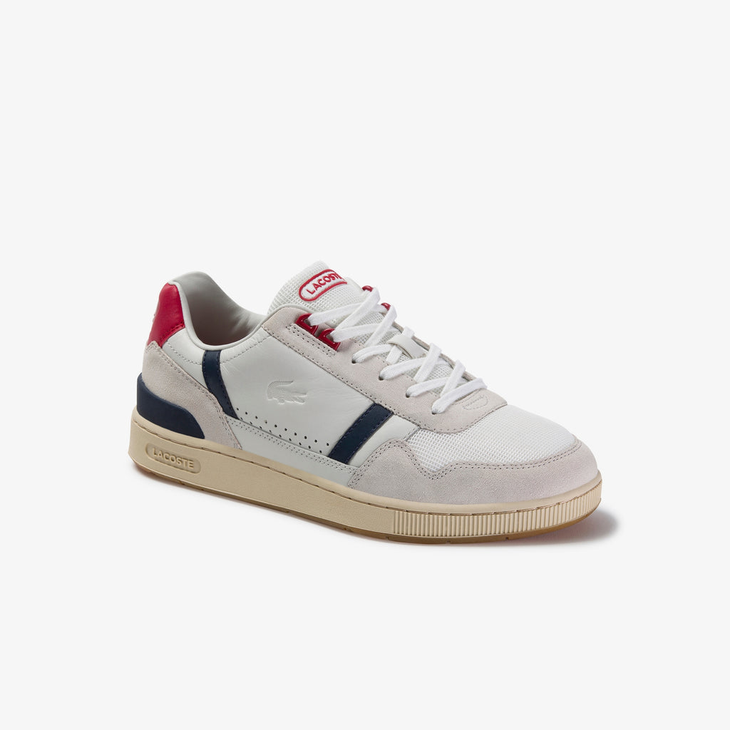 Men's Lacoste T-Clip Leather Shoes Off White (739SMA00578R1) | Chicago City Sports | side view