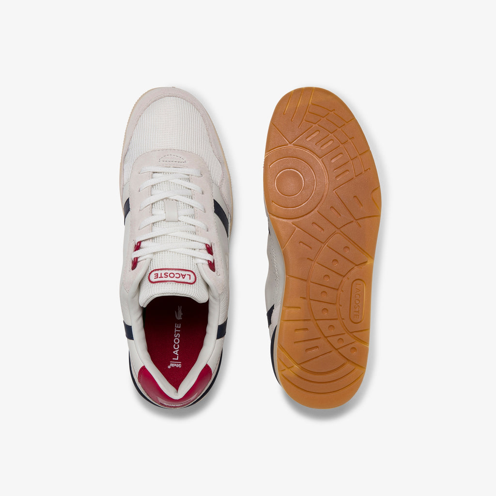 Men's Lacoste T-Clip Leather Shoes Off White (739SMA00578R1) | Chicago City Sports | top and bottom views