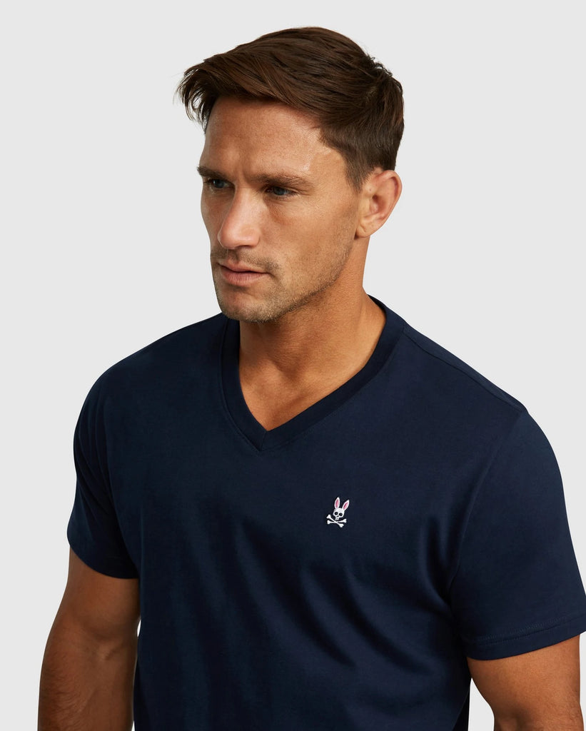 Men's Psycho Bunny Classic V Neck Tee Navy