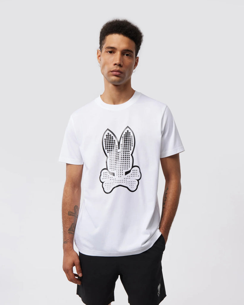 Men's Psycho Bunny Strype Graphic Tee White