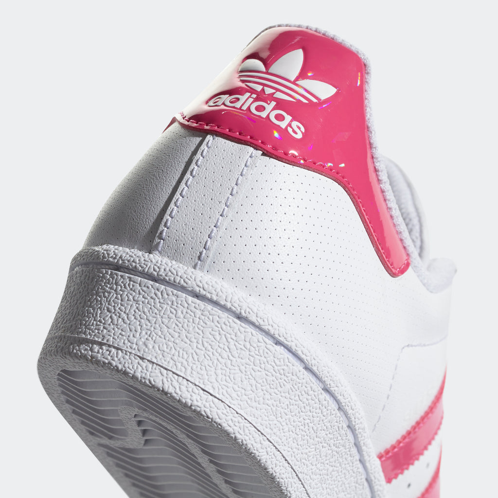 Kid's adidas Originals Superstar Shoes White with Real Pink