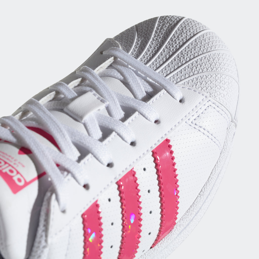 Kid's adidas Originals Superstar Shoes White with Real Pink