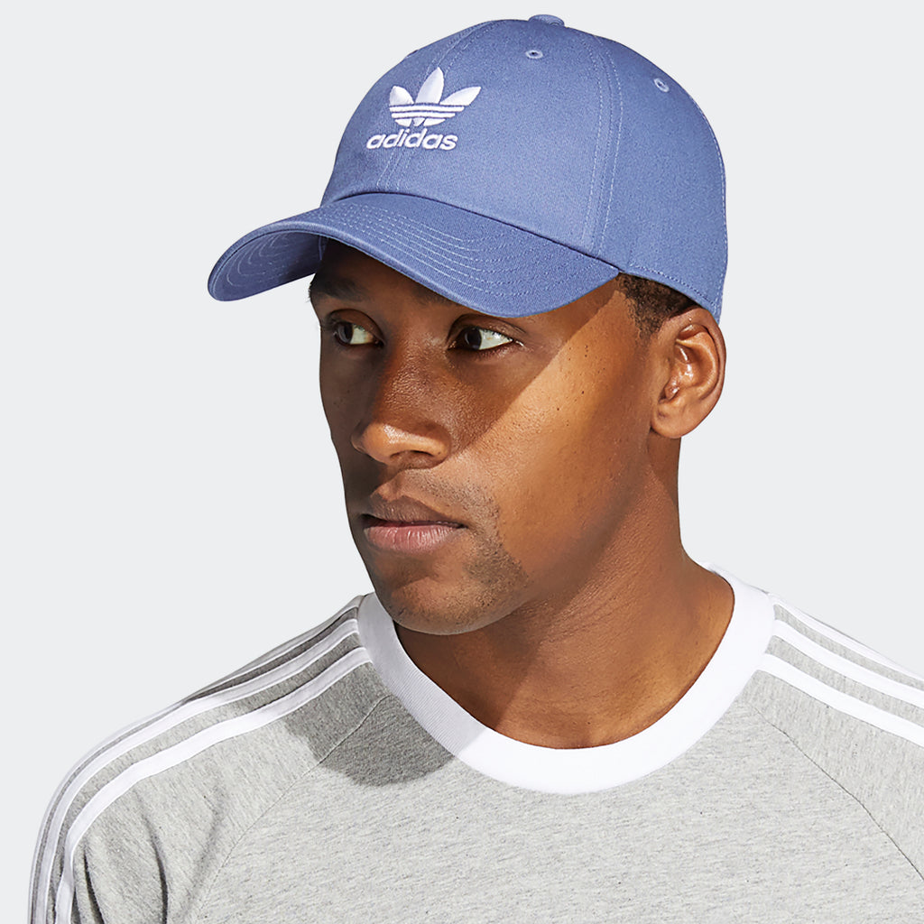 Men's adidas Strapback Hat Medium Blue EW7949 | Chicago City Sports | on model view