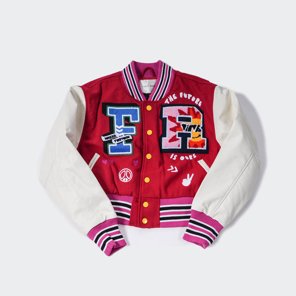 Women's First Row The Future Is Ours League Varsity Jacket Red - XXS / RED