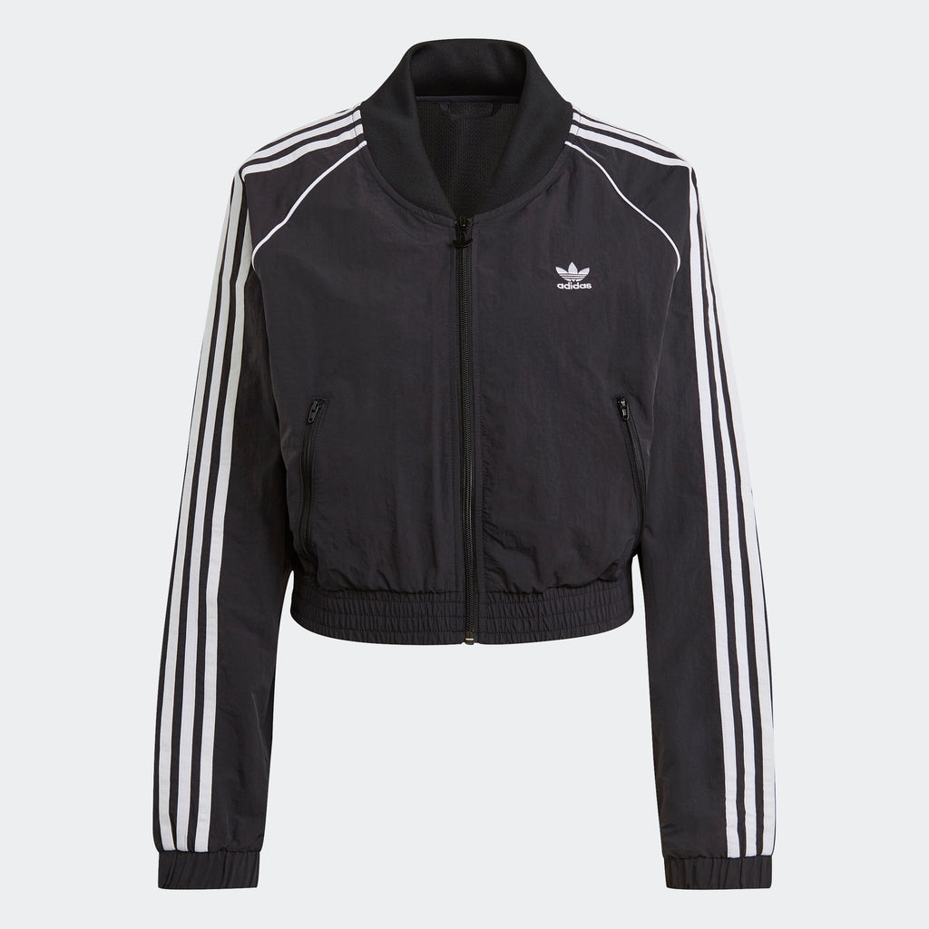 Women's adidas Originals Adicolor Classics Cropped Track Jacket Black GN2791 | Chicago City Sports | front view