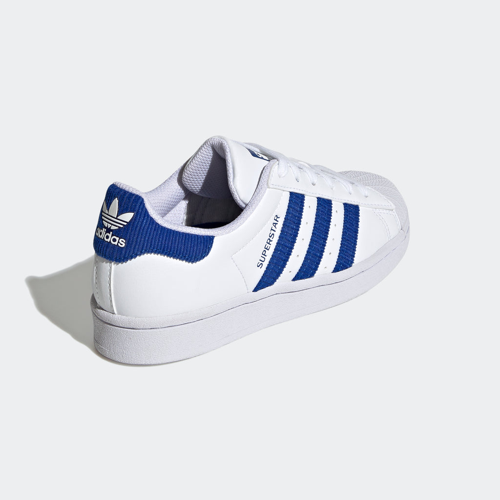 Kids’ adidas Originals Superstar Shoes White Blue Corduroy