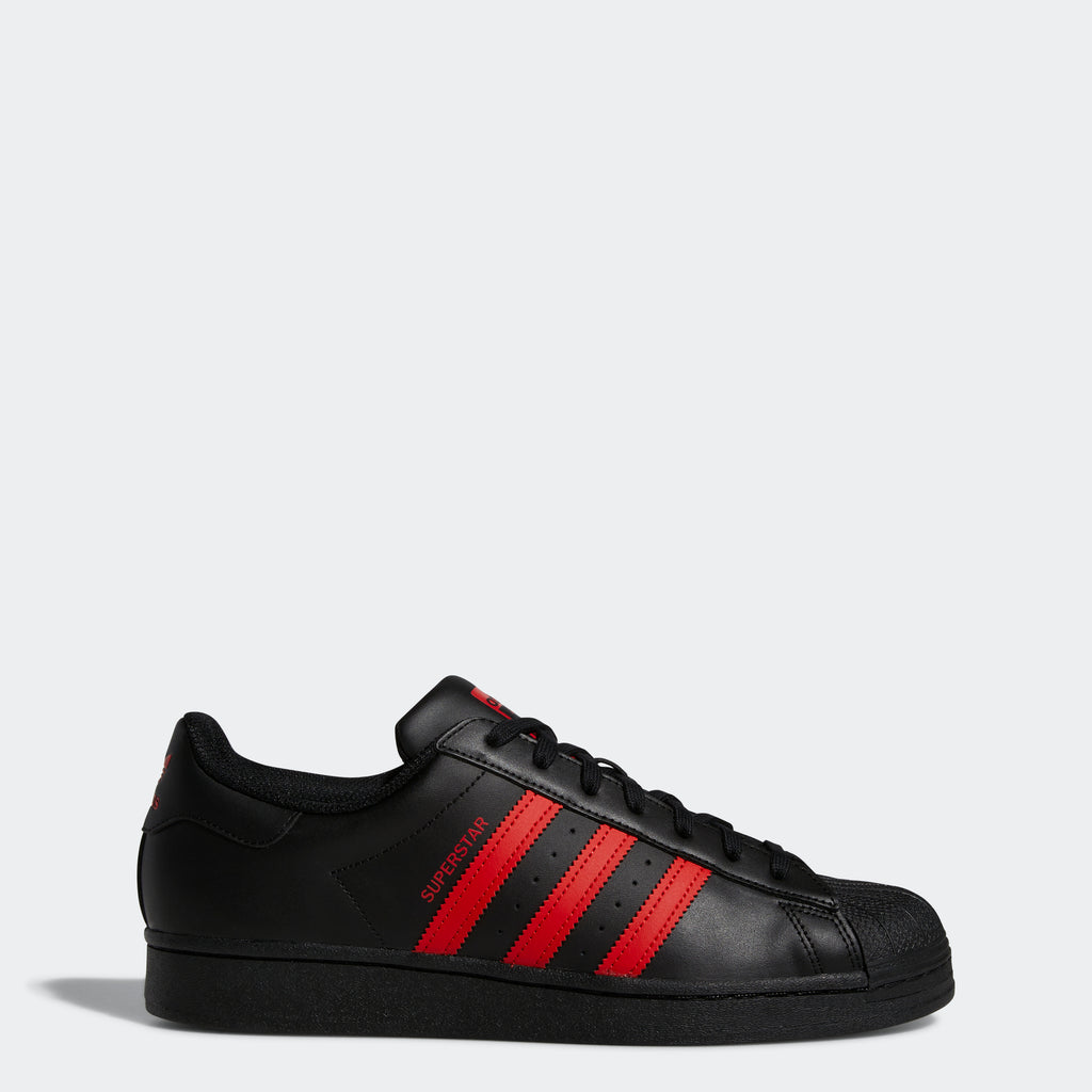 adidas Superstar Shoes Black Vivid Red GZ3739 | Chicago City Sports