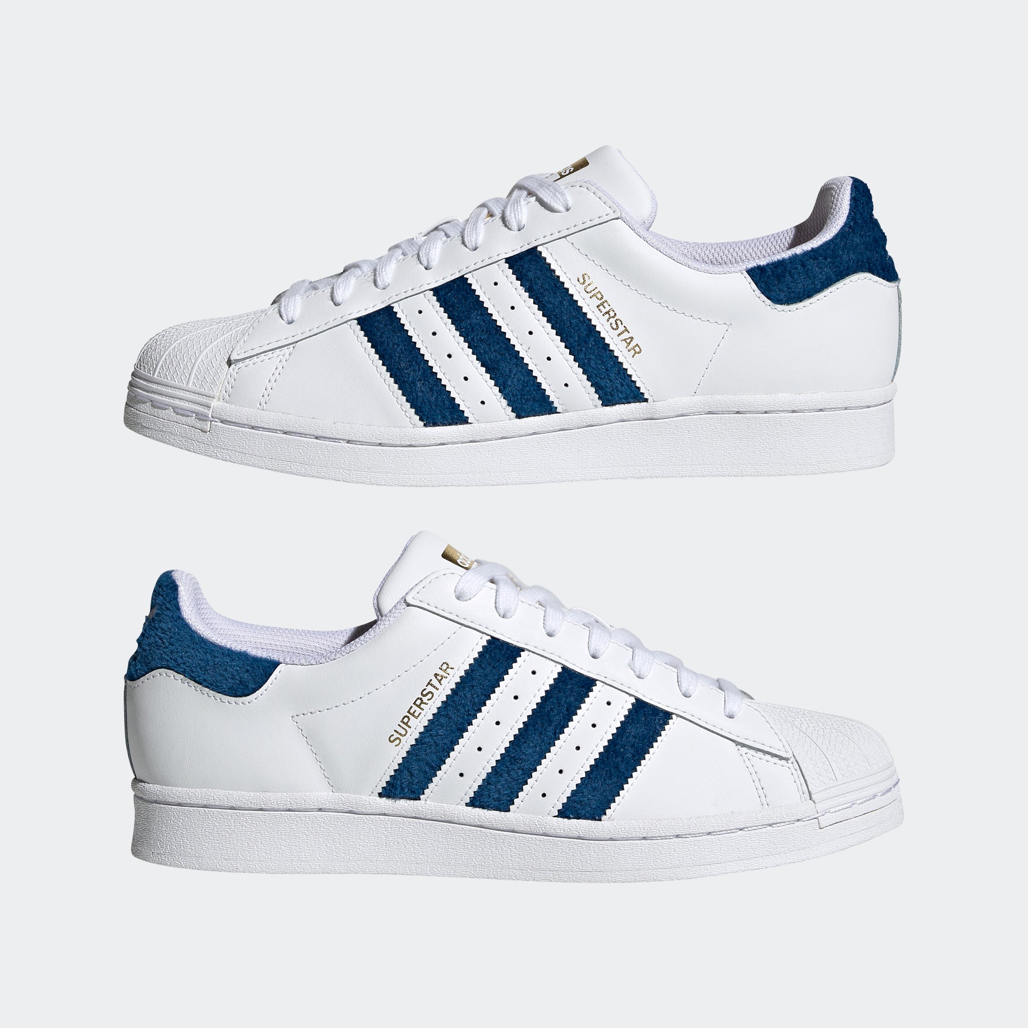 Superstar trainers white and blue Clearance