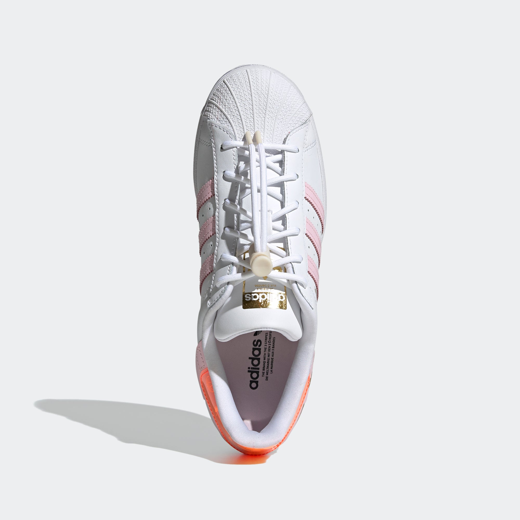 adidas Superstar Shell Toe Sneaker Shoes White Velvet Red Leather Women 5.5