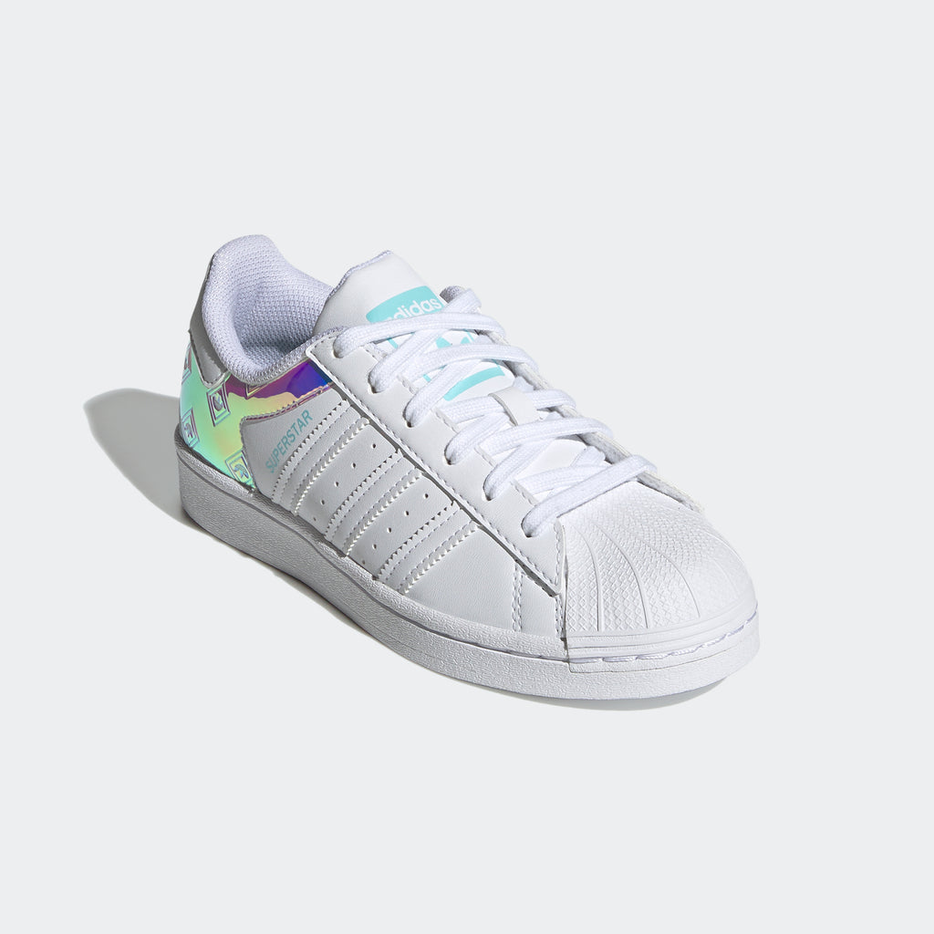 Kids’ adidas Originals Superstar Shoes White Pulse Aqua