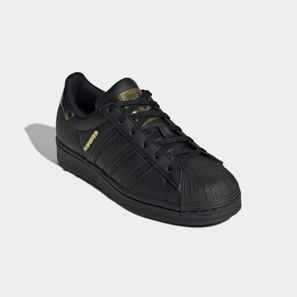 Kids’ adidas Originals Superstar Shoes Black Gold