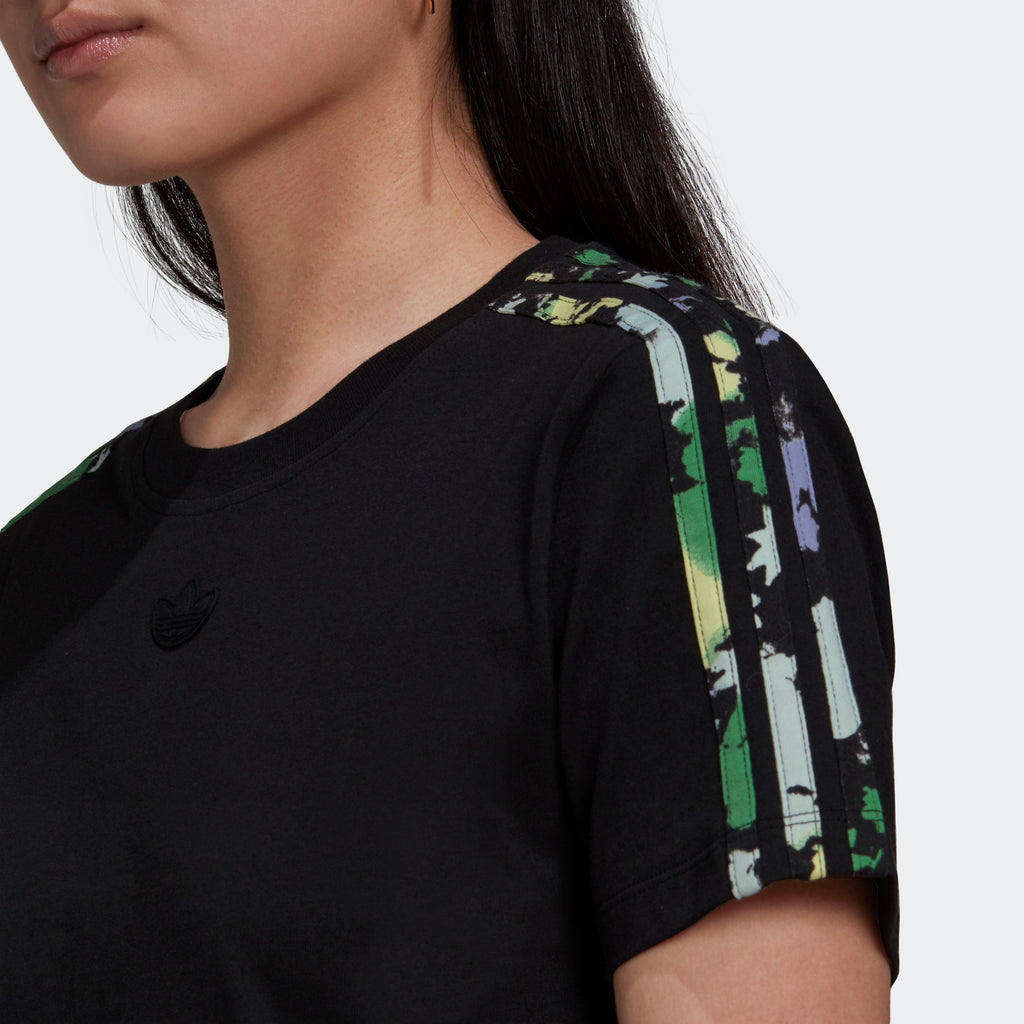 Women’s adidas Originals Floral 3-Stripes Tee Black