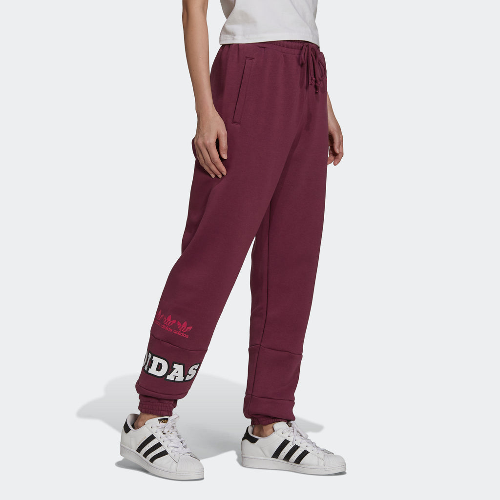 Women's adidas Originals Logo Play Cuff Pants Crimson