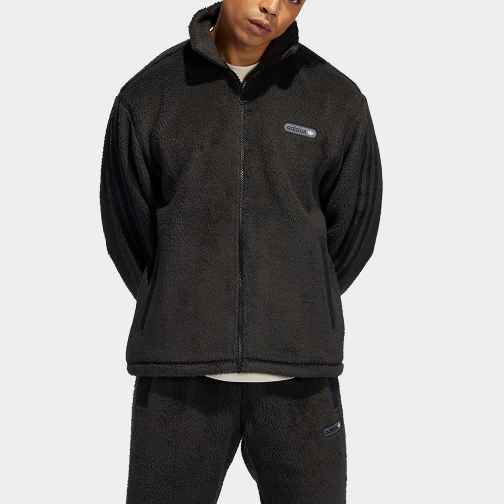 Men's adidas Originals SPRT Firebird Sherpa Track Jacket Black