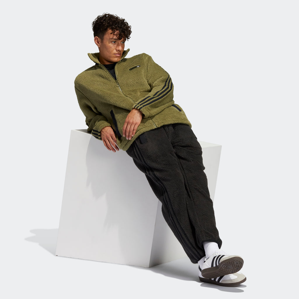 Men's adidas Originals SPRT Firebird Sherpa Track Jacket Olive