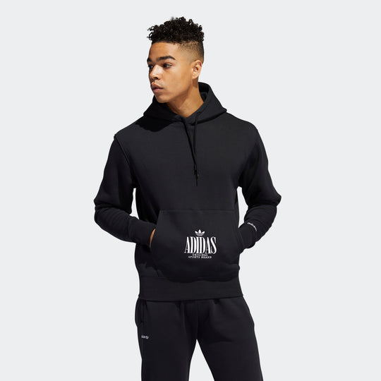 Men s adidas Trefoil Script Hoodie Black H32327 Chicago City Sports