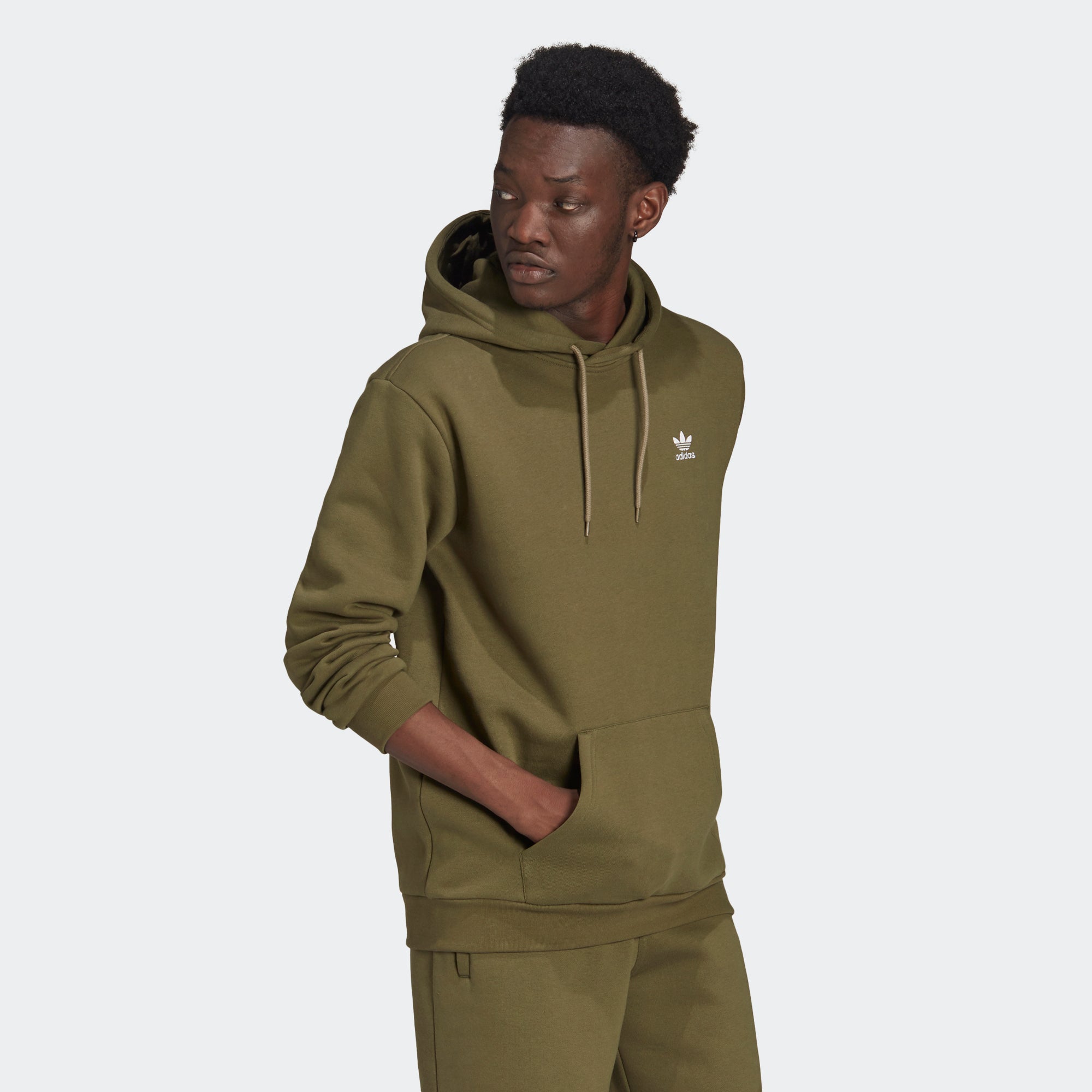 Olive green adidas trefoil hoodie Clearance