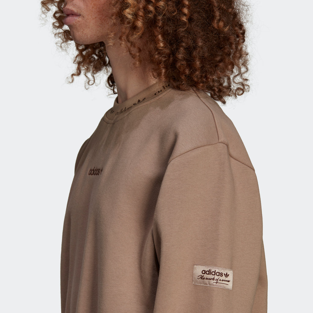 Men's adidas Originals Trefoil Linear Crew Sweatshirt Chalky Brown