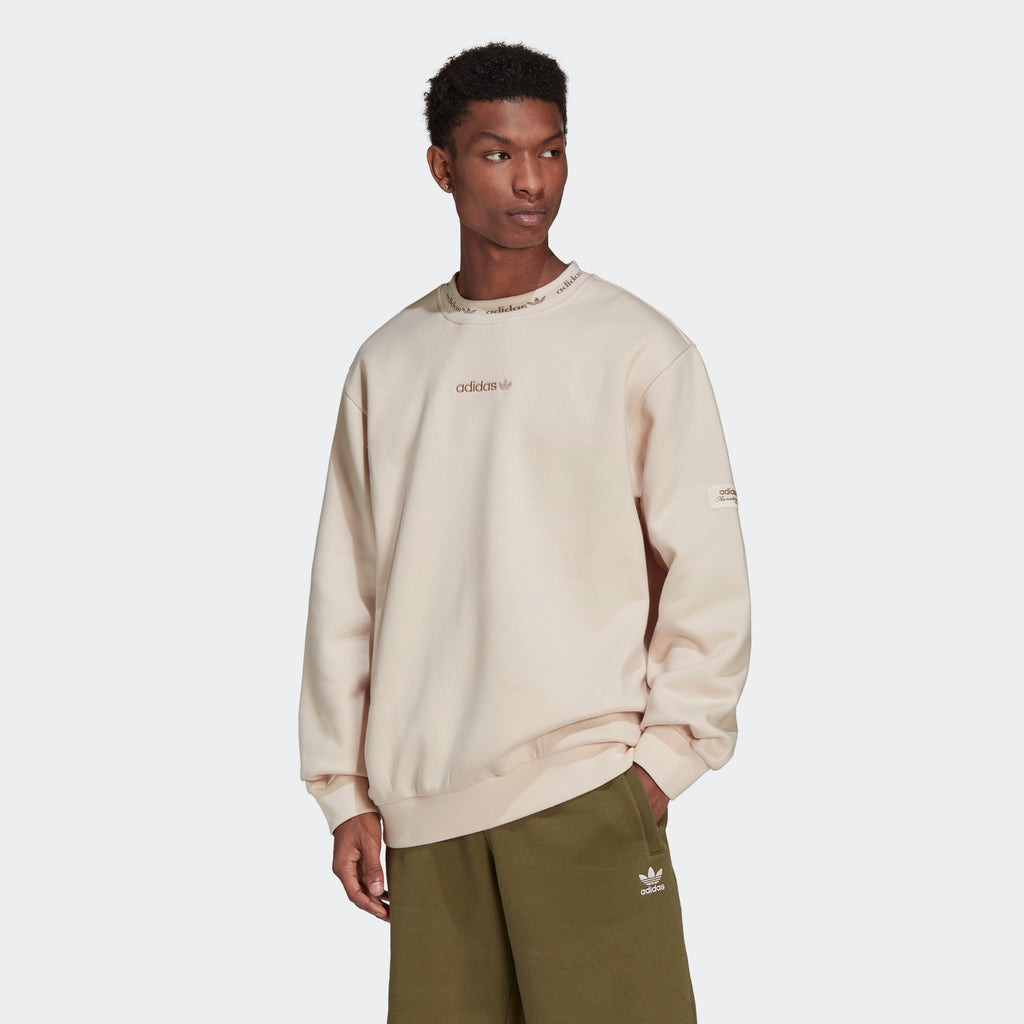 Men's adidas Originals Trefoil Linear Crew Sweatshirt Linen