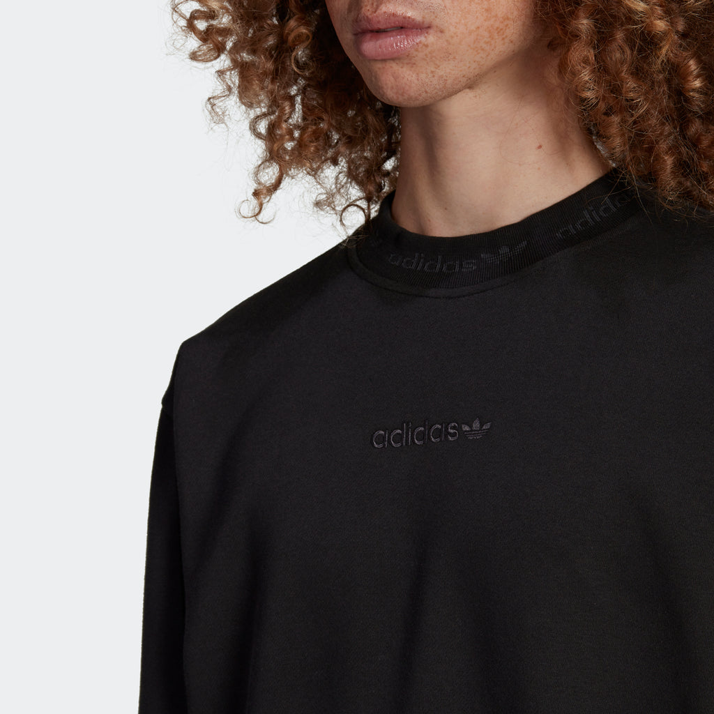 Men's adidas Originals Trefoil Linear Crew Sweatshirt Black