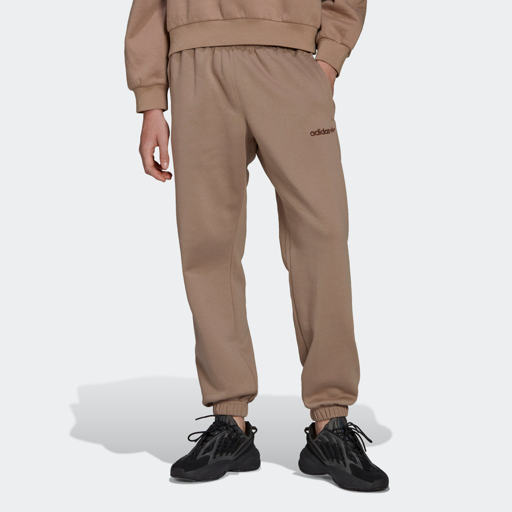 Men's adidas Originals Trefoil Linear Sweatpants Chalky Brown