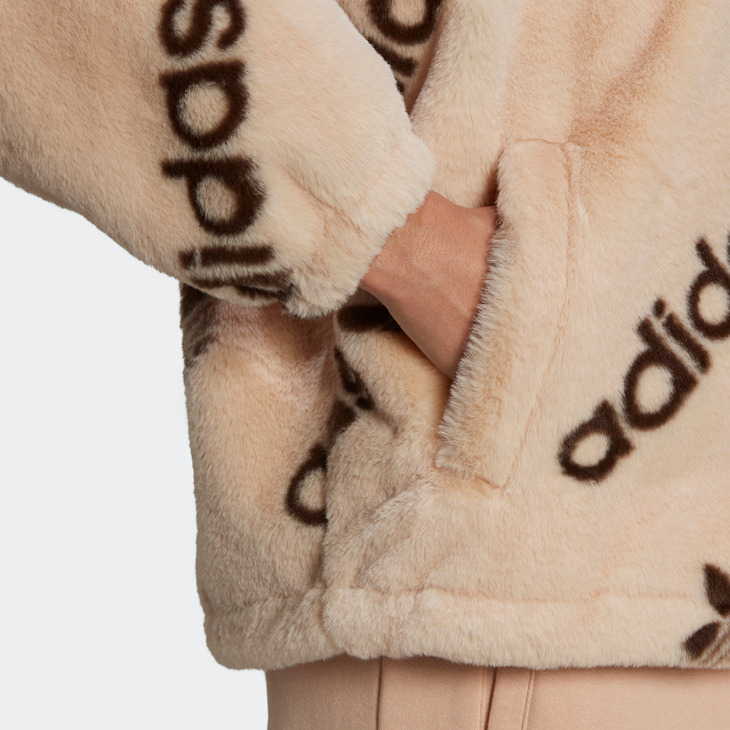 Women's adidas Originals Faux Fur Jacket Halo Blush