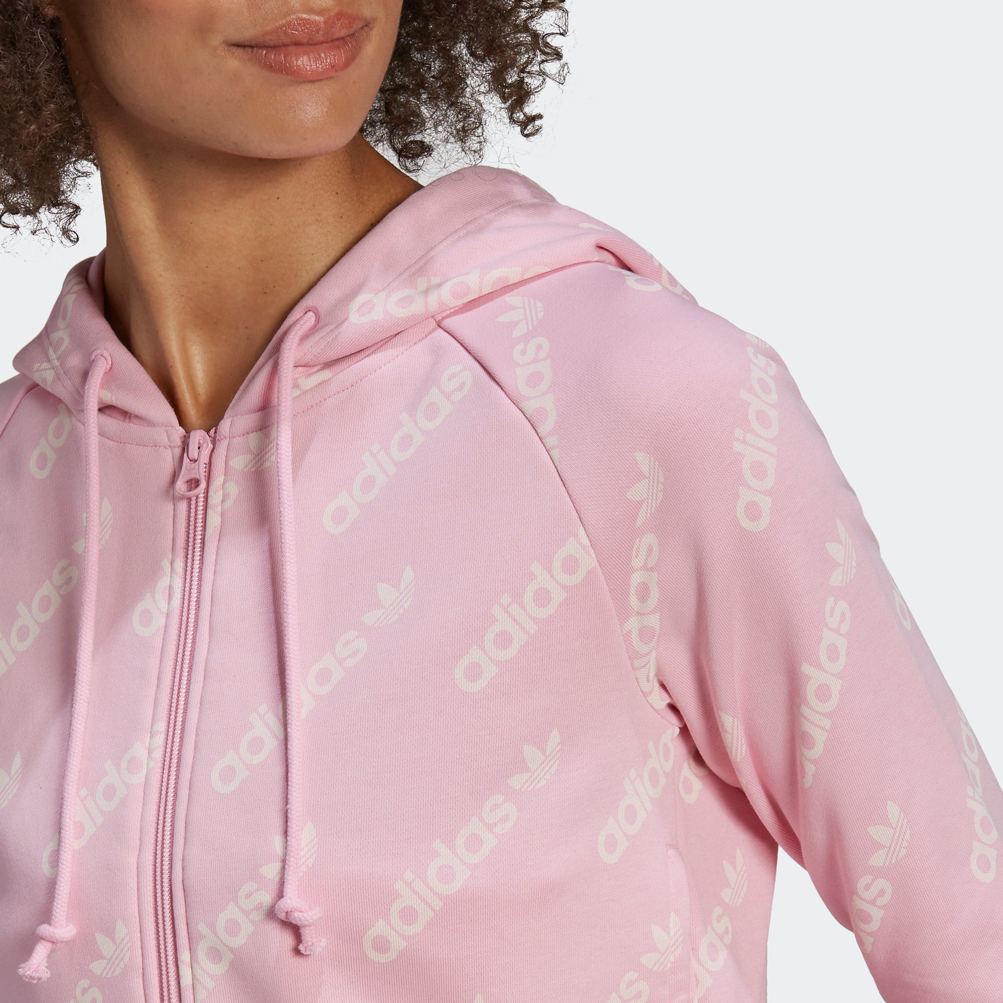adidas Cropped Monogram Jacket True Pink HM4888 | Chicago City Sports