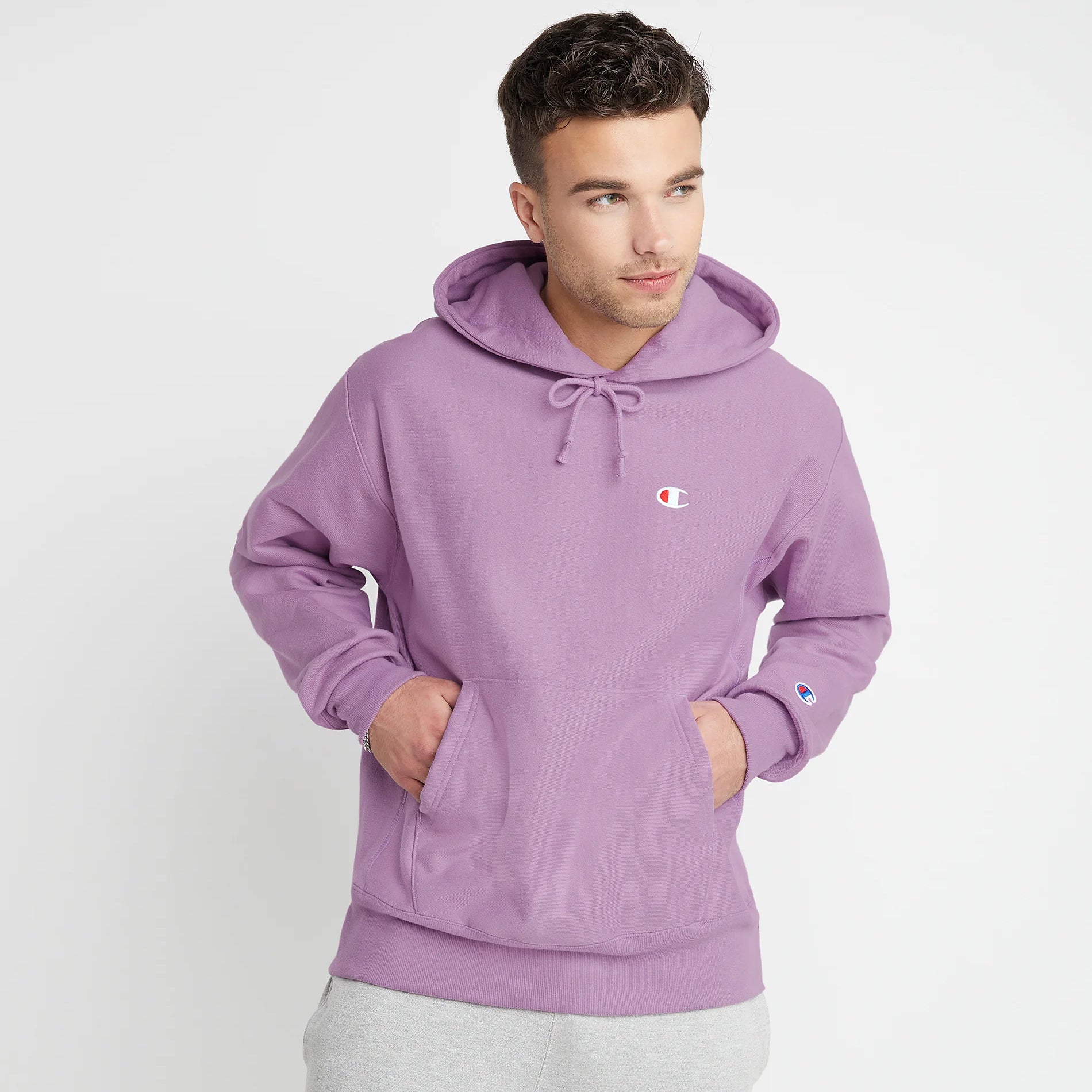 Champion Reverse Weave Hoodie Outfit Mens Purple Champion