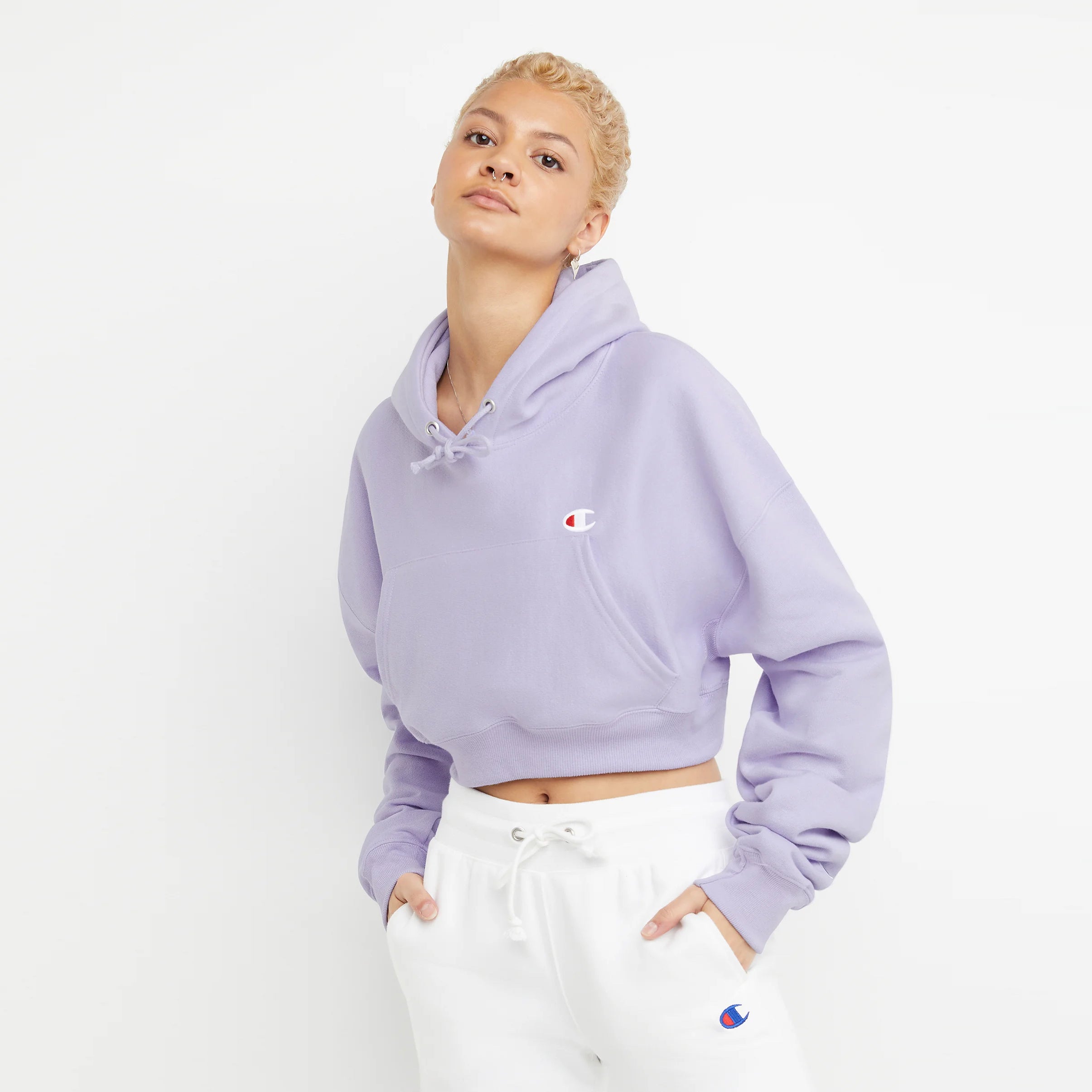 Champion RW Drop Shoulder Cropped Hoodie | Chicago City Sports