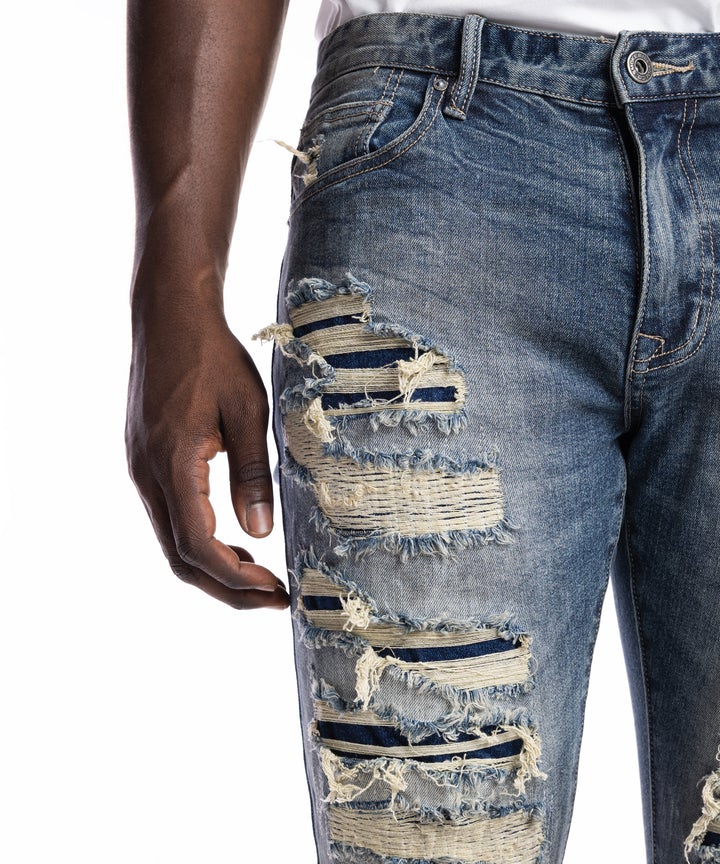 Men's Smoke Rise Rip & Repair Jeans Blue Opal | Chicago City Sports