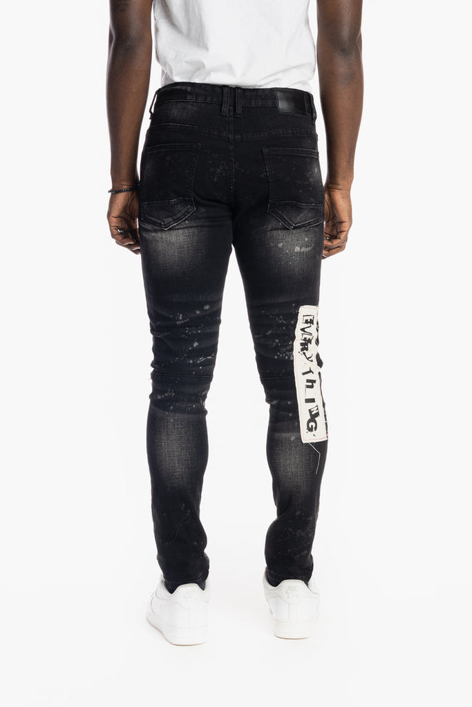 Men's Smoke Rise Graphic Patched Fashion Jeans Dusty Black