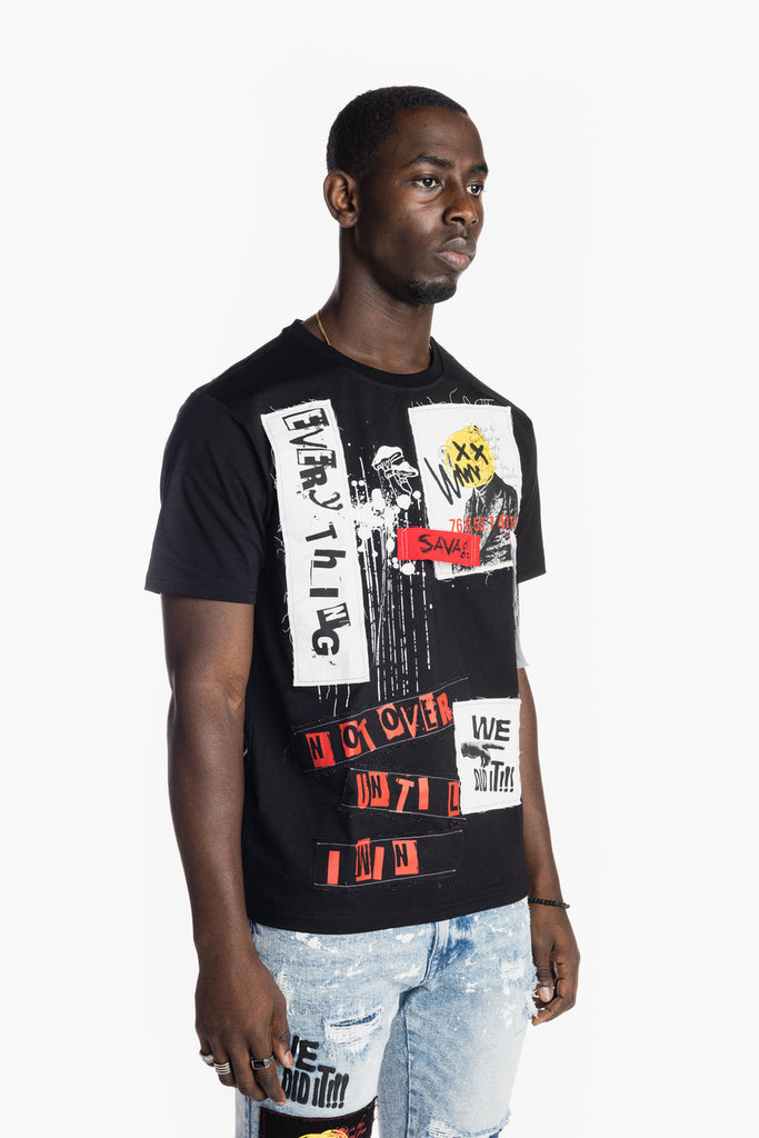 Men's Smoke Rise Graphic Patched Fashion Tee Black