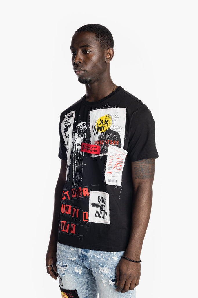 Men's Smoke Rise Graphic Patched Fashion Tee Black
