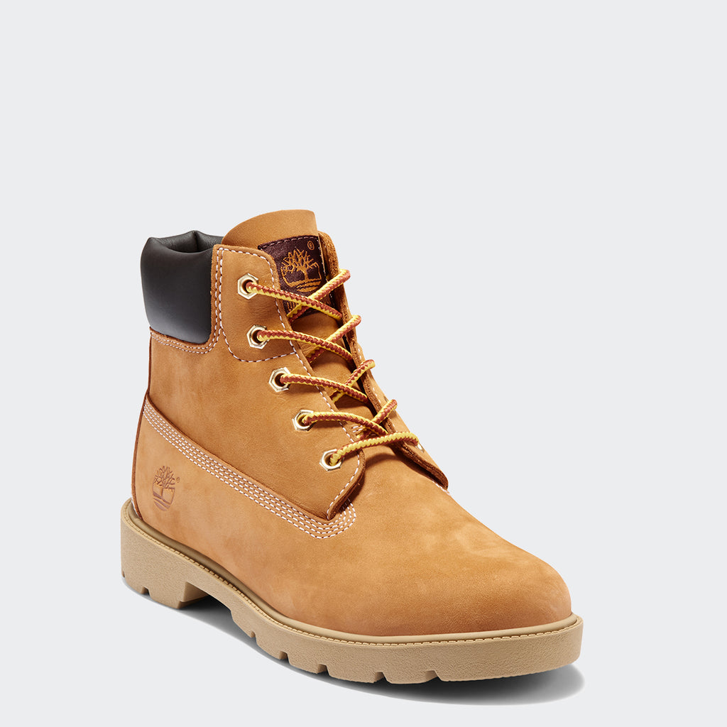 Kid's Timberland 6-Inch Classic Ankle Boots Wheat (TB010960713) | Chicago City Sports | angled front view