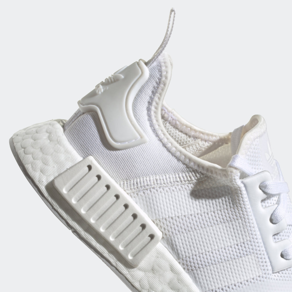 Kid's adidas Originals NMD_R1 Shoes White FW0432 | Chicago City Sports | detailed heel area view