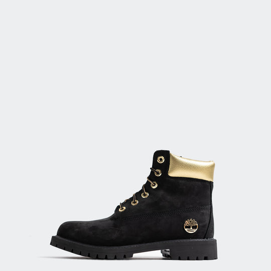 Kids Timberland Premium 6 Inch Waterproof Boots Black Gold