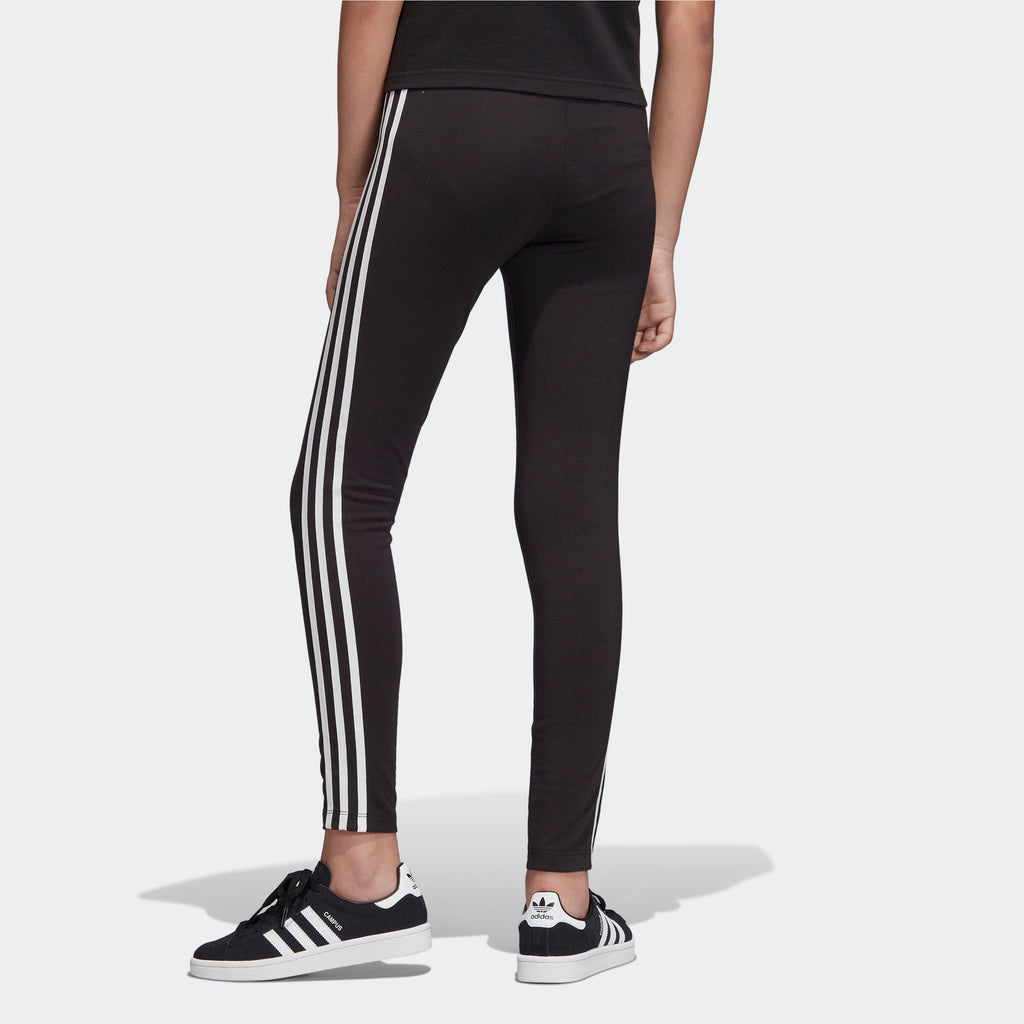 Kids' adidas 3-Stripes Leggings Black ED7820 | Chicago City Sports | back of pants view on model