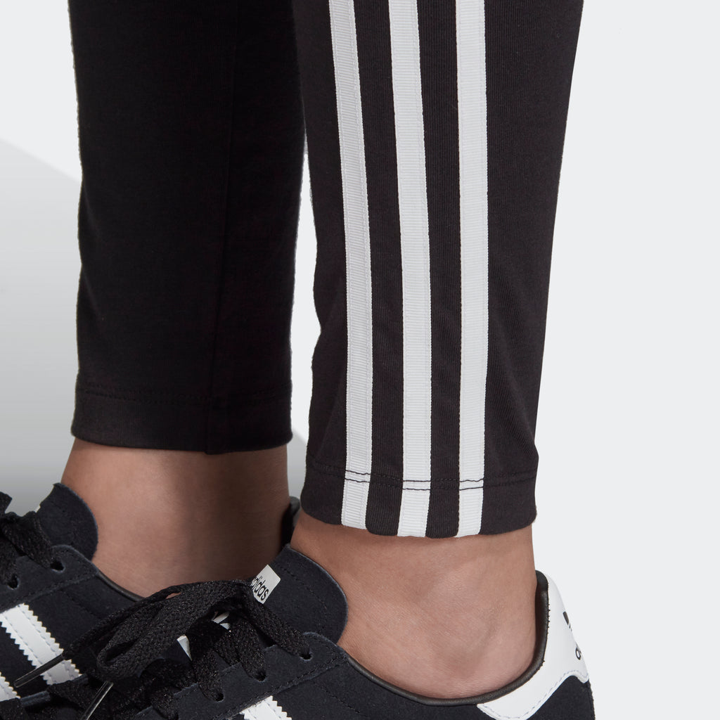 Kids' adidas 3-Stripes Leggings Black ED7820 | Chicago City Sports | 3-Stripes view on ankles
