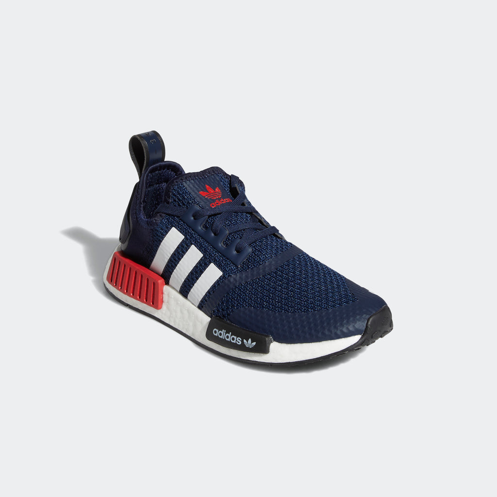Kids' adidas NMD_R1 Shoes Collegiate Navy FV1693 | Chicago City Sports | angled view