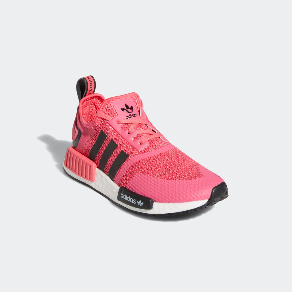 Kids' adidas NMD_R1 Shoes Super Pink FV1694 | Chicago City Sports | angled view