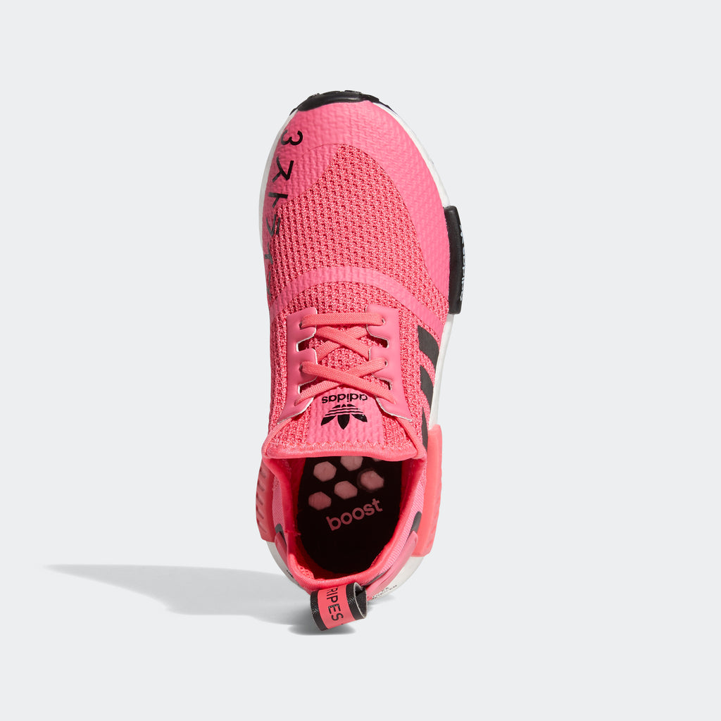 Kids' adidas NMD_R1 Shoes Super Pink FV1694 | Chicago City Sports | top view