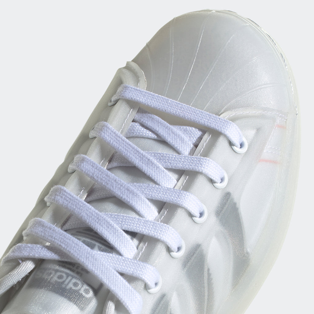 Big Kids' adidas Superstar Futureshell Shoes White S42622 | Chicago City Sports | laces view