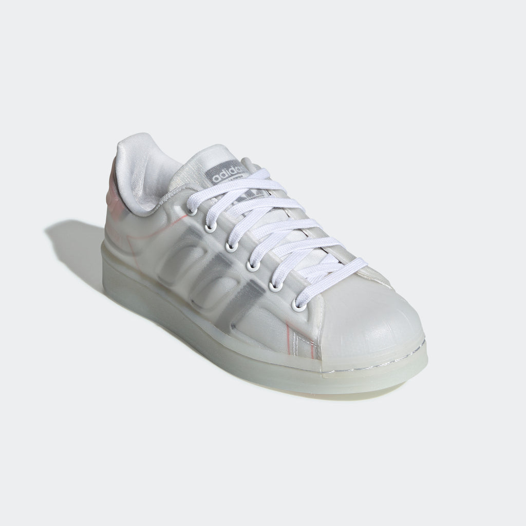 Big Kids' adidas Superstar Futureshell Shoes White S42622 | Chicago City Sports | angled view