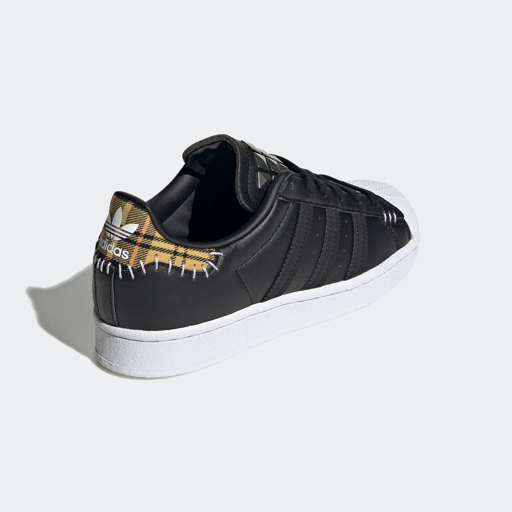 Kids’ adidas Originals Superstar Shoes Black Plaid