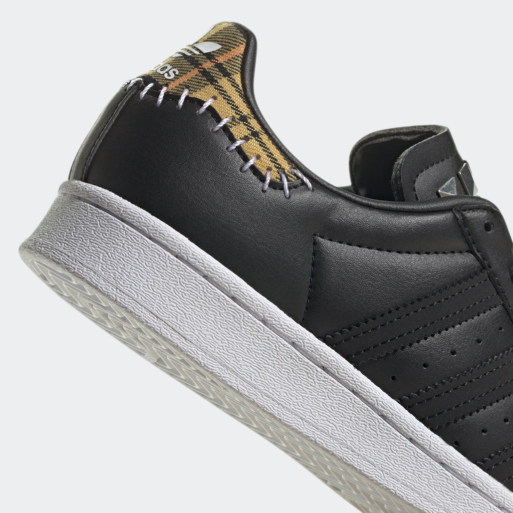Kids’ adidas Originals Superstar Shoes Black Plaid